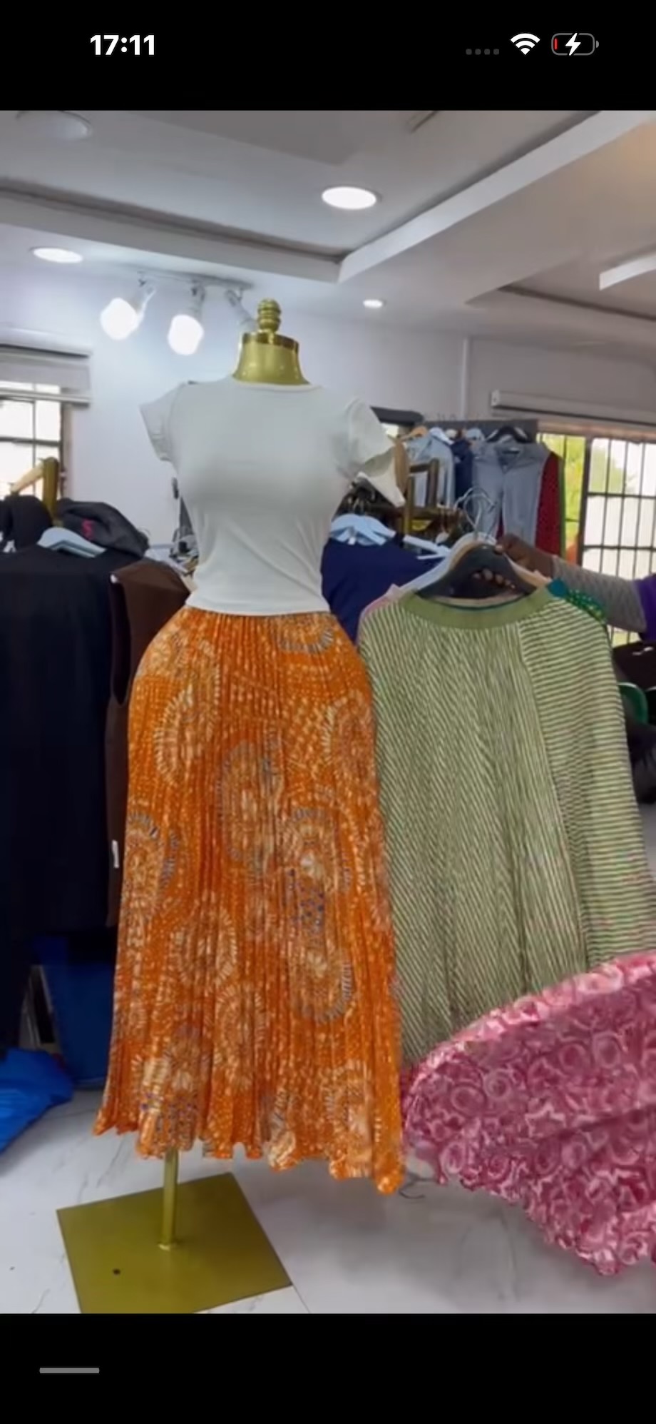 Female pleated long skirt